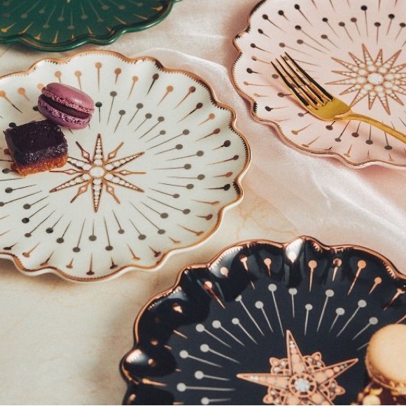 LAST SET 🔥24K Gold Plates Catherine Martin x  Anthropologie black and gold - Picture 3 of 12